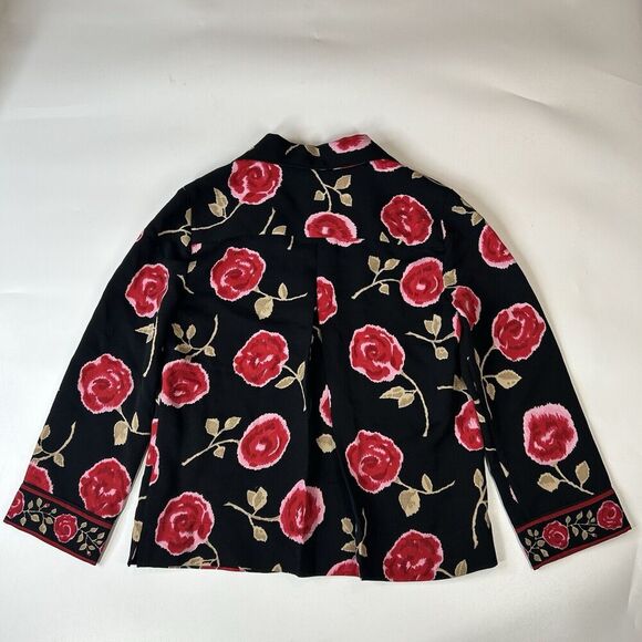 Kate Spade Top Women’s 2XS Button Down Floral Roses Hazy Crepe Blazer Career - Picture 6 of 8